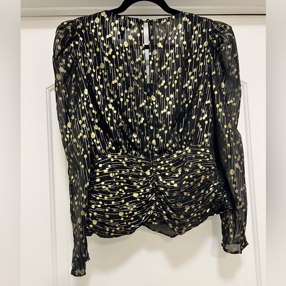 NWT Aqua Foiled Peplum V-Neck Blouse - Picture 5 of 11